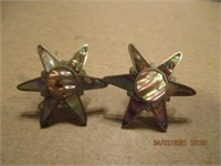 Sterling Star Abalone Screwback Earrings - 9.24g
