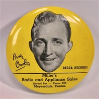 Bing Crosby - Decca Records duster, 3.5" dia.
