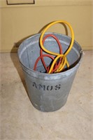 galvanized bucket & cords