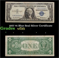 1957 $1 Blue Seal Silver Certificate Grades vf++