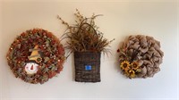 Fall wreathes and decor :25” ,19”