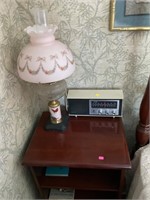 Oil Lamp & Vintage Radio