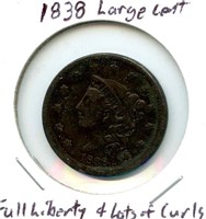 1838 Large Cent - Full Liberty & Lots of Curls