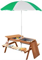 $110  Outsunny Kids Picnic Table with Umbrella and