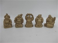 Gold Tone Resin Buddha Figurines - 1.5" Tallest
