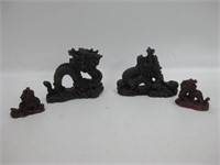 Lot Of Red Resin Dragon Figurines - 2.25" Tallest