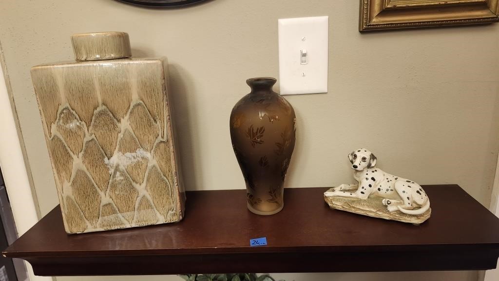 2 Vintage Vase &  Dalmatian Figurine