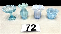 Vintage Blue Opalescent Glass Lot