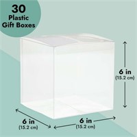 30-Pack Clear Gift Boxes - 6x6x6 In