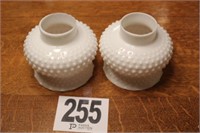 Pair Hobnail Milk Glass Shades