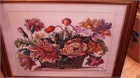 Four framed prints of flowers