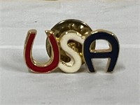 Vtg USA Red White Blue Letters Pin Patriotic pin