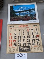 1959 McNess Calendar - Somerset, PA