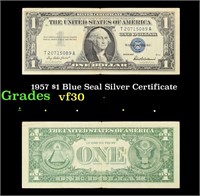 1957 $1 Blue Seal Silver Certificate Grades vf++