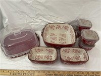 Temptations old world red serving set