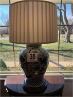 Large Oriental Blue & White Lamp (38"T x 22"D)
