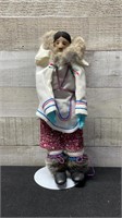 Genuine Hand Made Inuit Doll 13.25" Tall