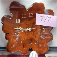 LACQUERED WOODEN  TREE SLICE WALL CLOCK 10 IN