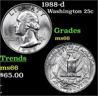 1988-d Washington Quarter 25c Grades GEM+ Unc