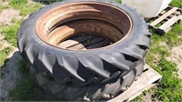 Pair 10-38 tires on open center rims