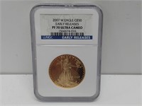 2007 W Eagle $50 PR70 ultra cameo 1 oz coin