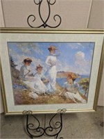 Framed Painting Of Women In White by Water