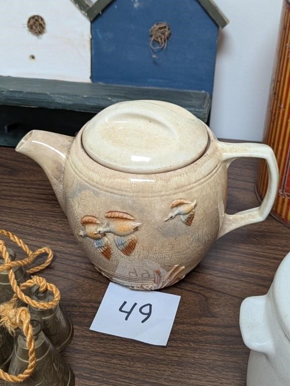 Pottery Tea Pot with Ducks