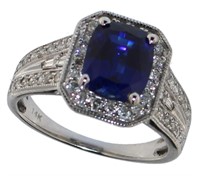 14k Gold 3.16 ct Sapphire & Diamond Ring