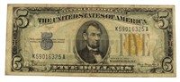 1934 N. Africa WWII $5.00 US Silver Certificate