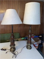 Pr of wooden table lamps