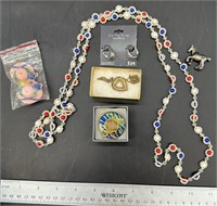 Sterling Silver Earrings & Lot Of Vintage Jewelry