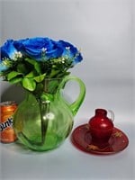 Green Plastic Pitcher + Red Items