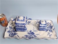 Blue and White Items Platter is New