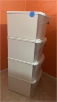 4-DRAWER WHITE PLASTIC STORAGE STACKABLE