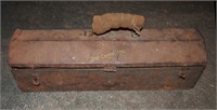 Antique Metal Tool Box Filled W Old Tools Lot