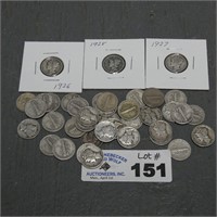 (50) Silver Mercury Dimes - All Readable Dates