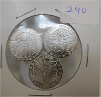 3 - 1929 one tenth oz silver coins