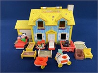 Vintage Fisher Price Play Family House with some