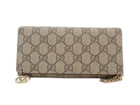 GUCCI GG Purple & Beige Long Wallet Clutch