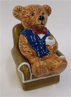 Anthropomorphic Bear with Coffee Sitting in Chair