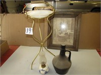 OIL LAMP ,BOTTLE, PICTURE, MID CENTURY SMOKING