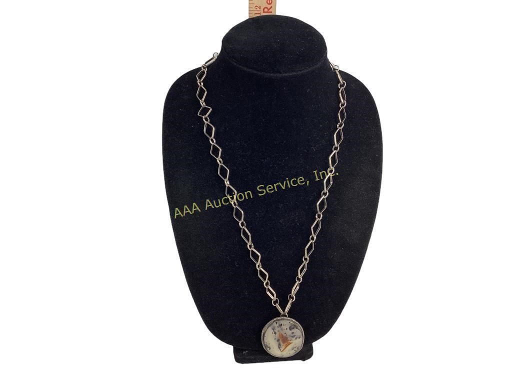 Native American sterling & Montana agate pendant