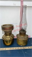 2 Vintage Brass Oil Lamps