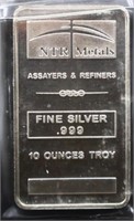 10 troy oz NTR Metals silver bar