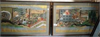 Pair of framed glazed paintings