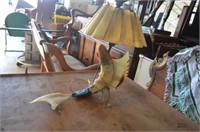 Vintage Horn Lamp & Shade