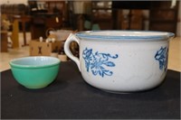 Handled Blue and White Pot and Fire King Small