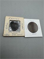 1886 Victoria One Cent & 1920 One Penny