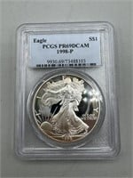 1998-P PCGS PR69DCAM $1 Silver America Eagle