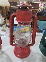 RED METAL SUN BRAND BARN LANTERN